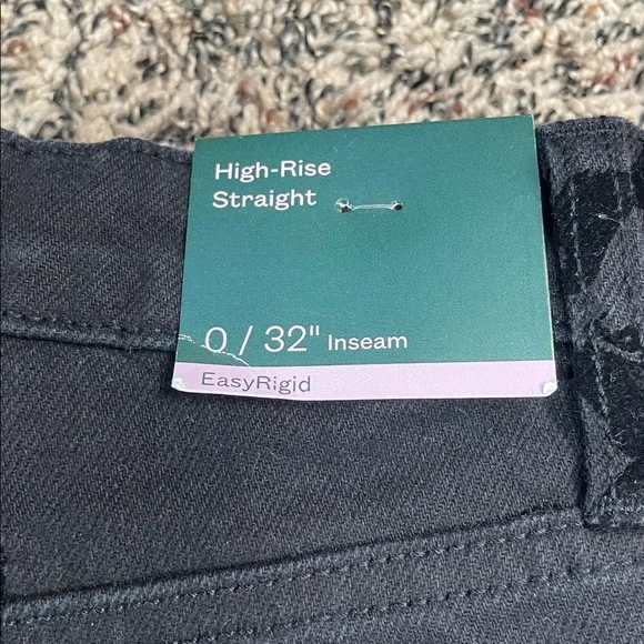 Wild Fable Flocked Floral High Rise Straight Leg Easy Rigid Black Jeans | NWT! - Picture 9 of 11